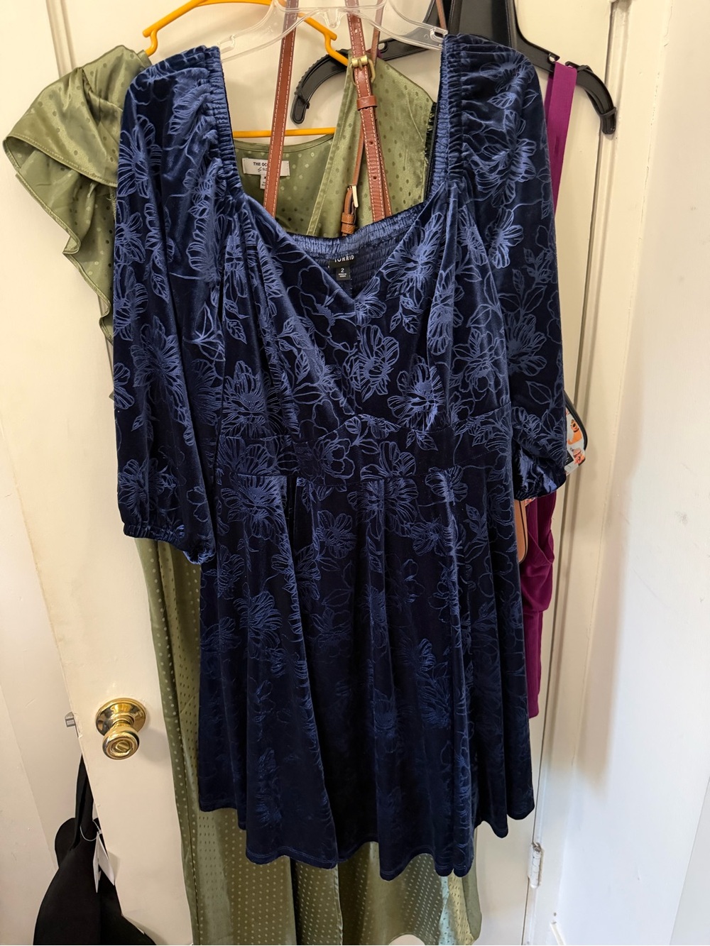 torrid Navy Blue Floral Burnout Velvet Mini Dress